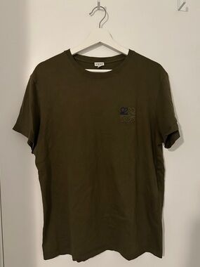 Loewe Olive Green Short-Sleeve Cotton Logo Tee